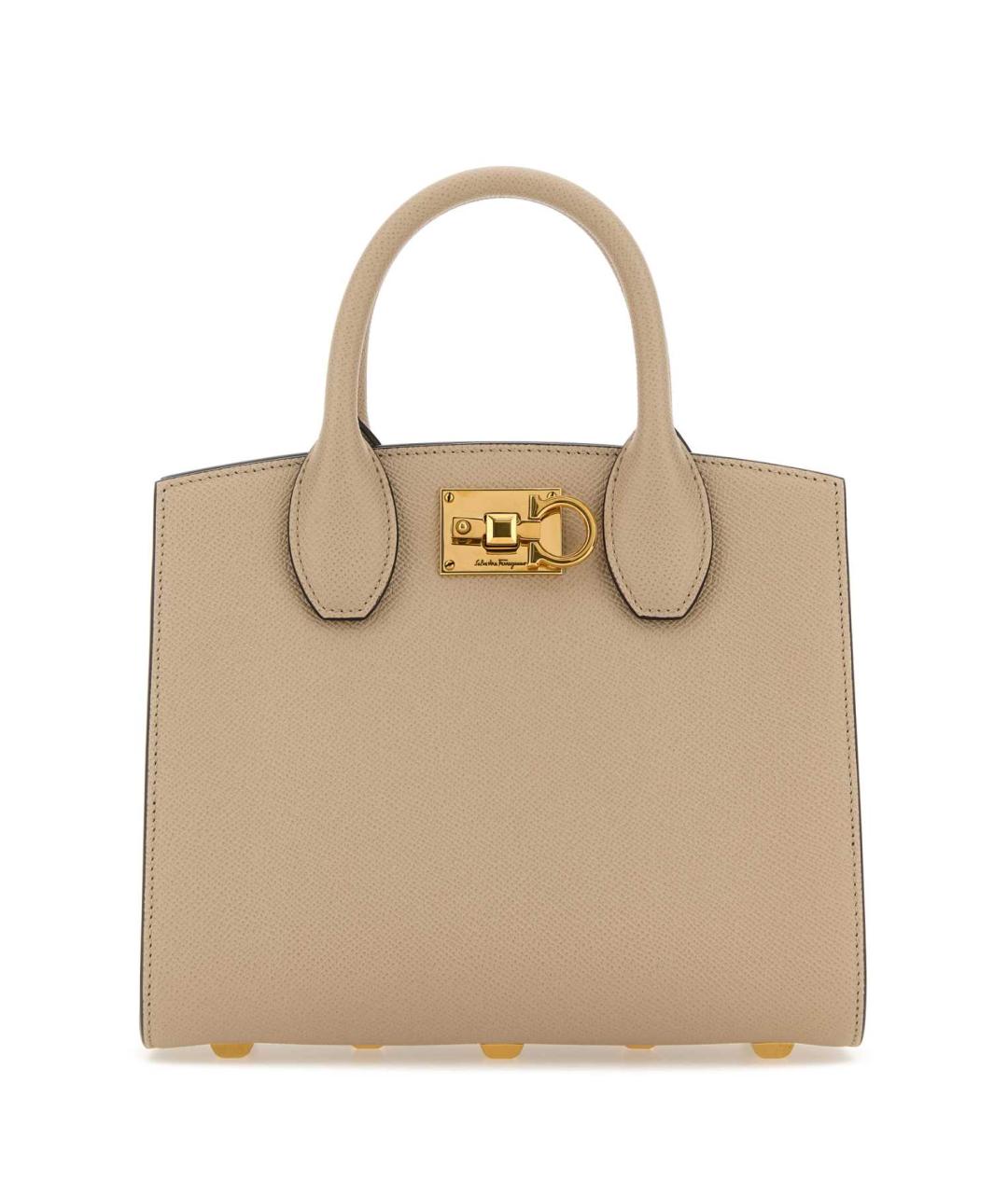 FERRAGAMO Бежевая кожаная сумка тоут, фото 1