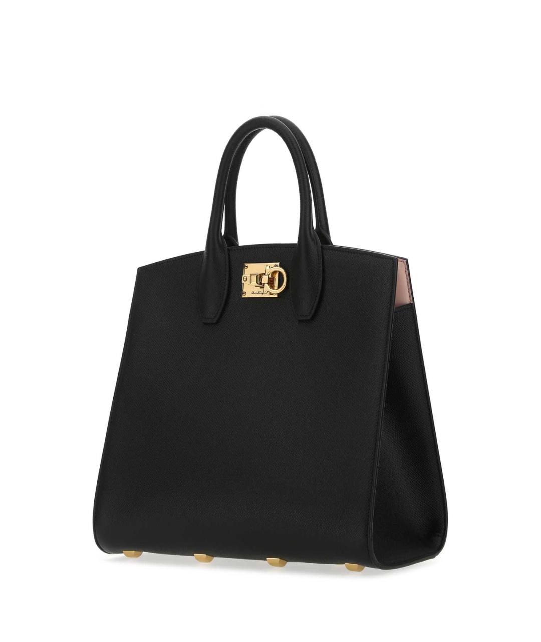 FERRAGAMO Черная кожаная сумка тоут, фото 2