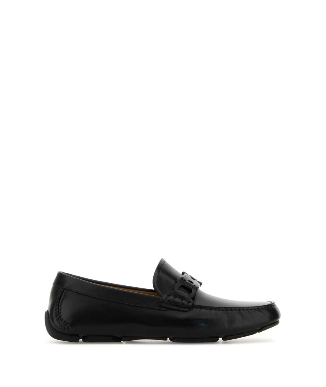 FERRAGAMO Черные кожаные мокасины, фото 1