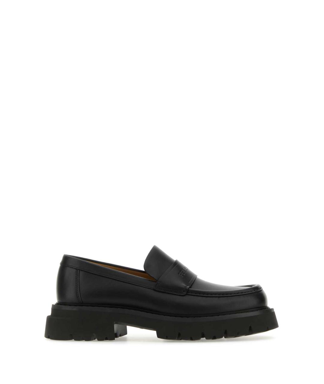 FERRAGAMO Черные кожаные лоферы, фото 1