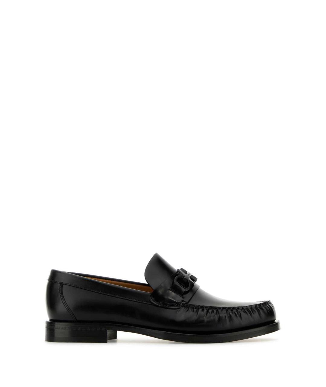 FERRAGAMO Черные кожаные лоферы, фото 1