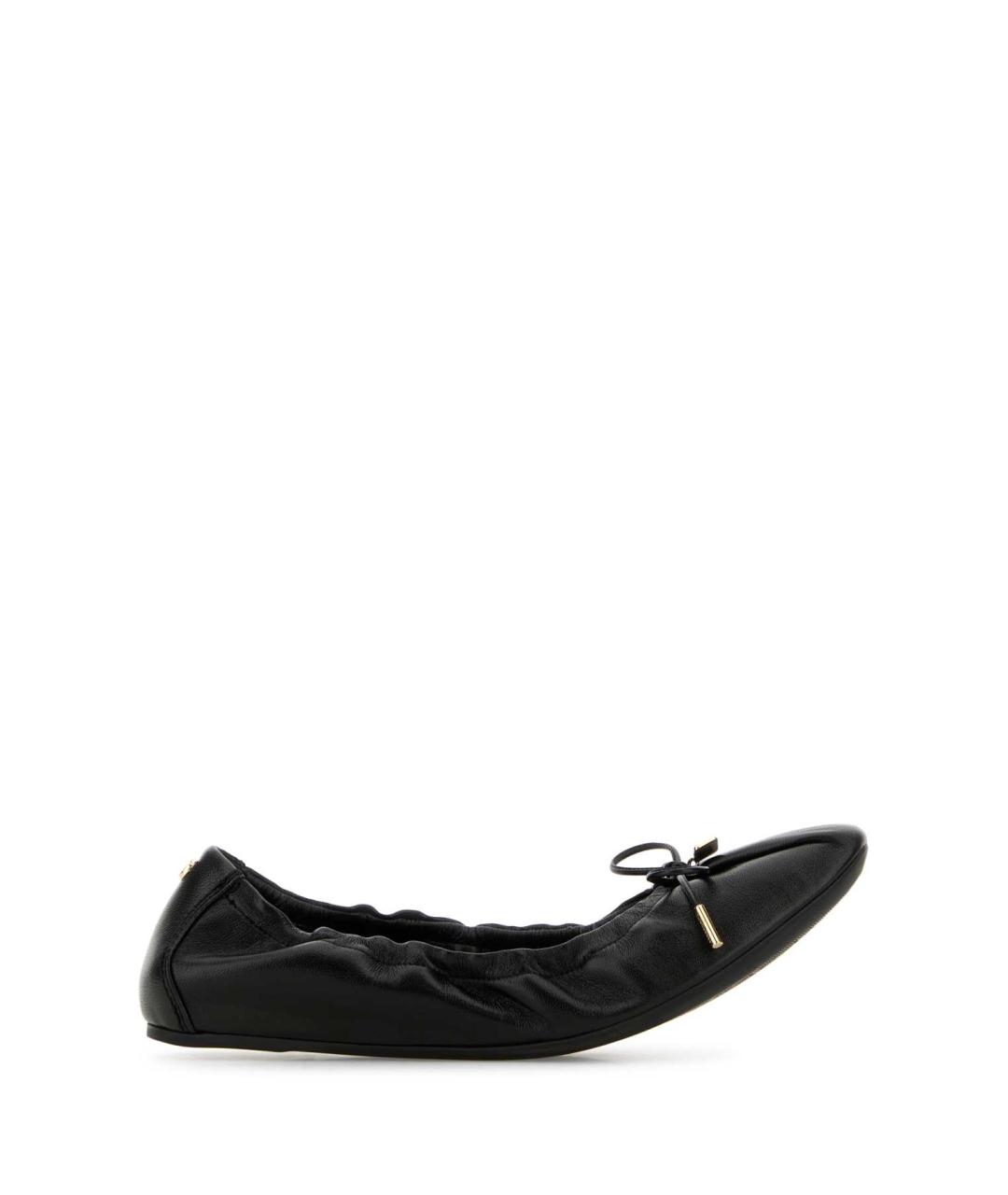 FERRAGAMO Черные кожаные балетки, фото 1