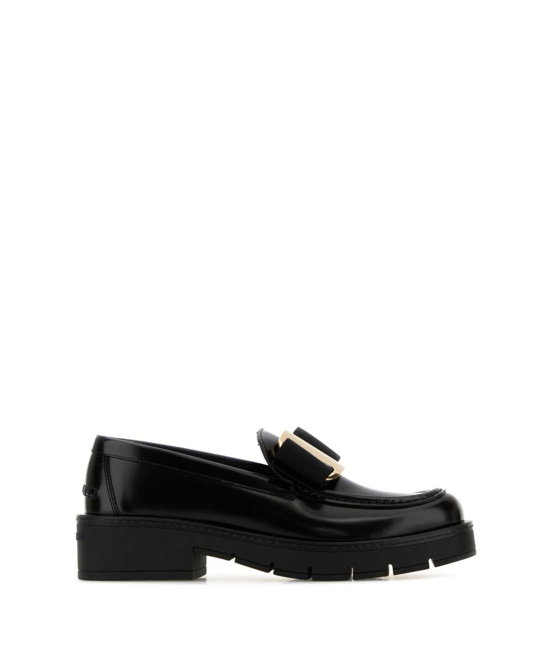 FERRAGAMO Черные кожаные лоферы, фото 1