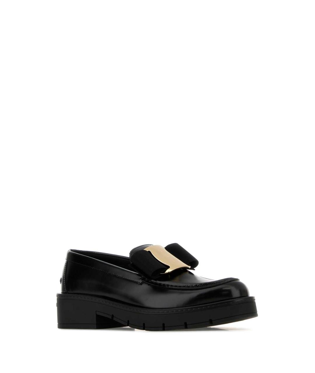 FERRAGAMO Черные кожаные лоферы, фото 2