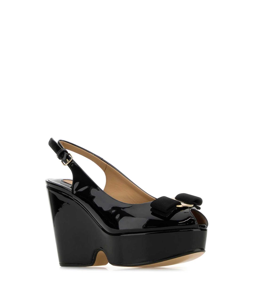 FERRAGAMO Черные кожаные босоножки, фото 2