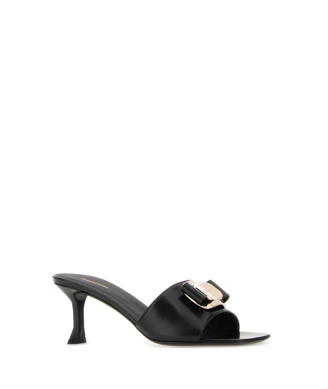 FERRAGAMO Черные кожаные мюли, фото 2