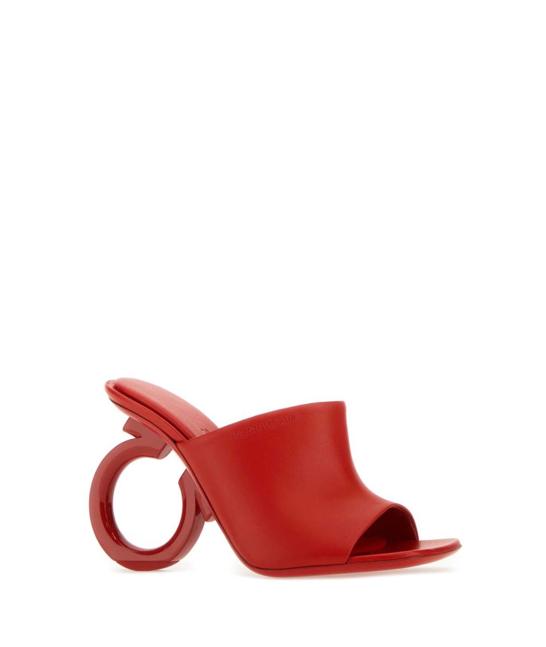 FERRAGAMO Красные кожаные мюли, фото 2