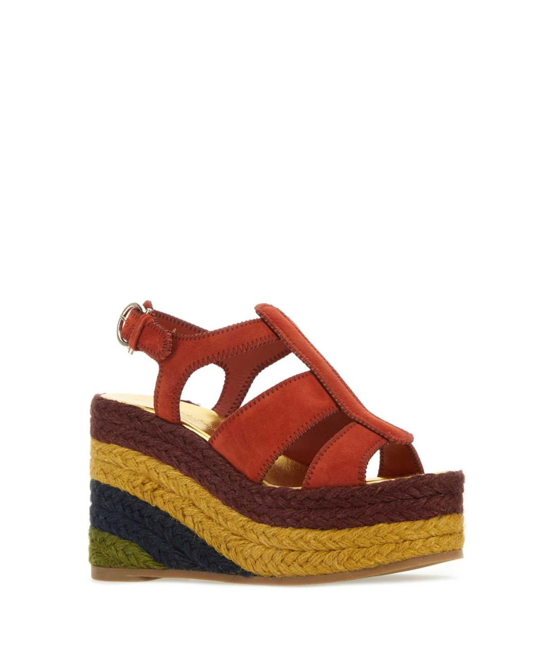 FERRAGAMO Красные кожаные сандалии, фото 2
