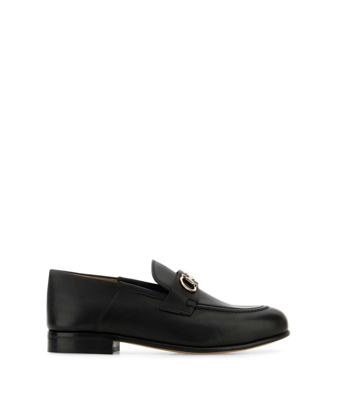 FERRAGAMO Черные кожаные лоферы, фото 1