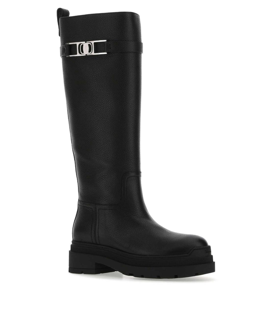 FERRAGAMO Черные кожаные сапоги, фото 2