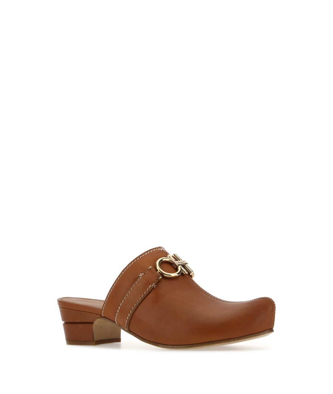 FERRAGAMO Бежевые кожаные сабо, фото 2