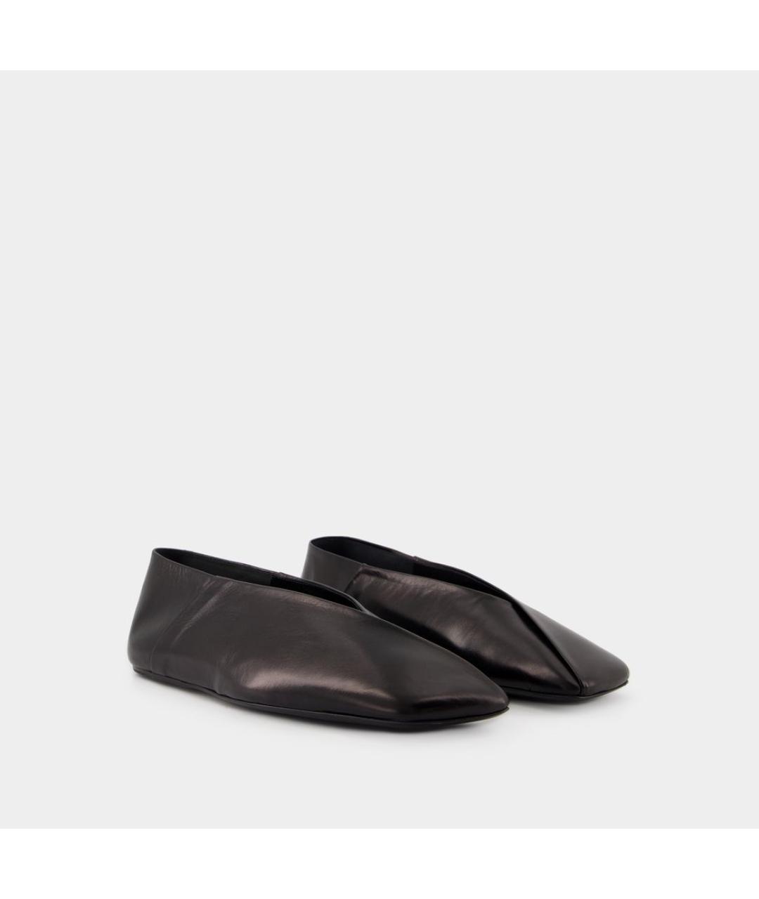 JIL SANDER Черные кожаные балетки, фото 2