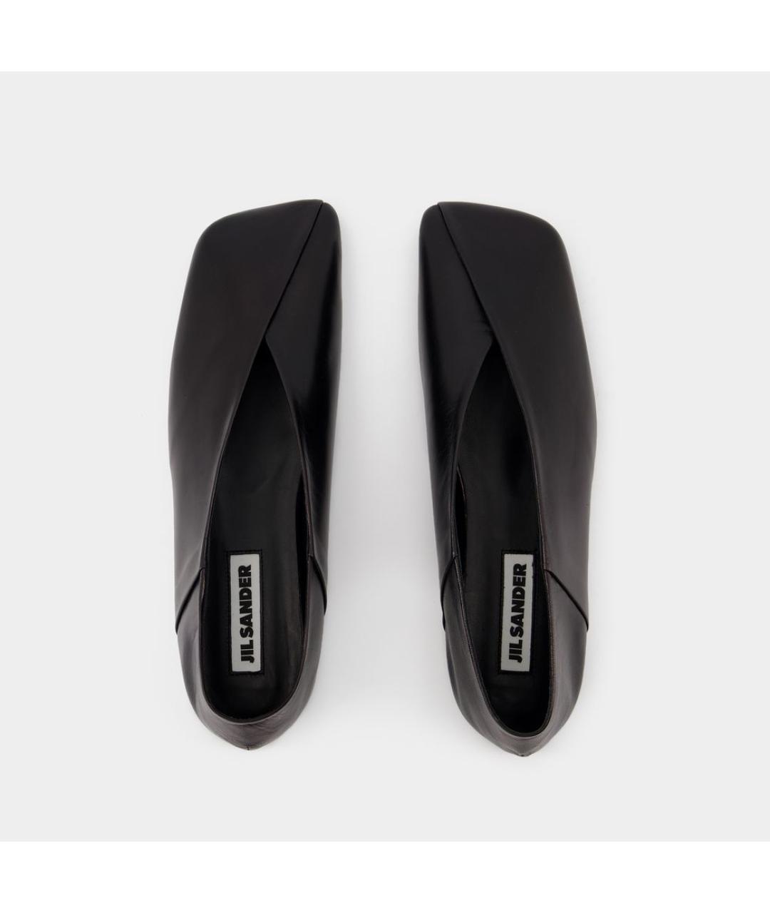 JIL SANDER Черные кожаные балетки, фото 4