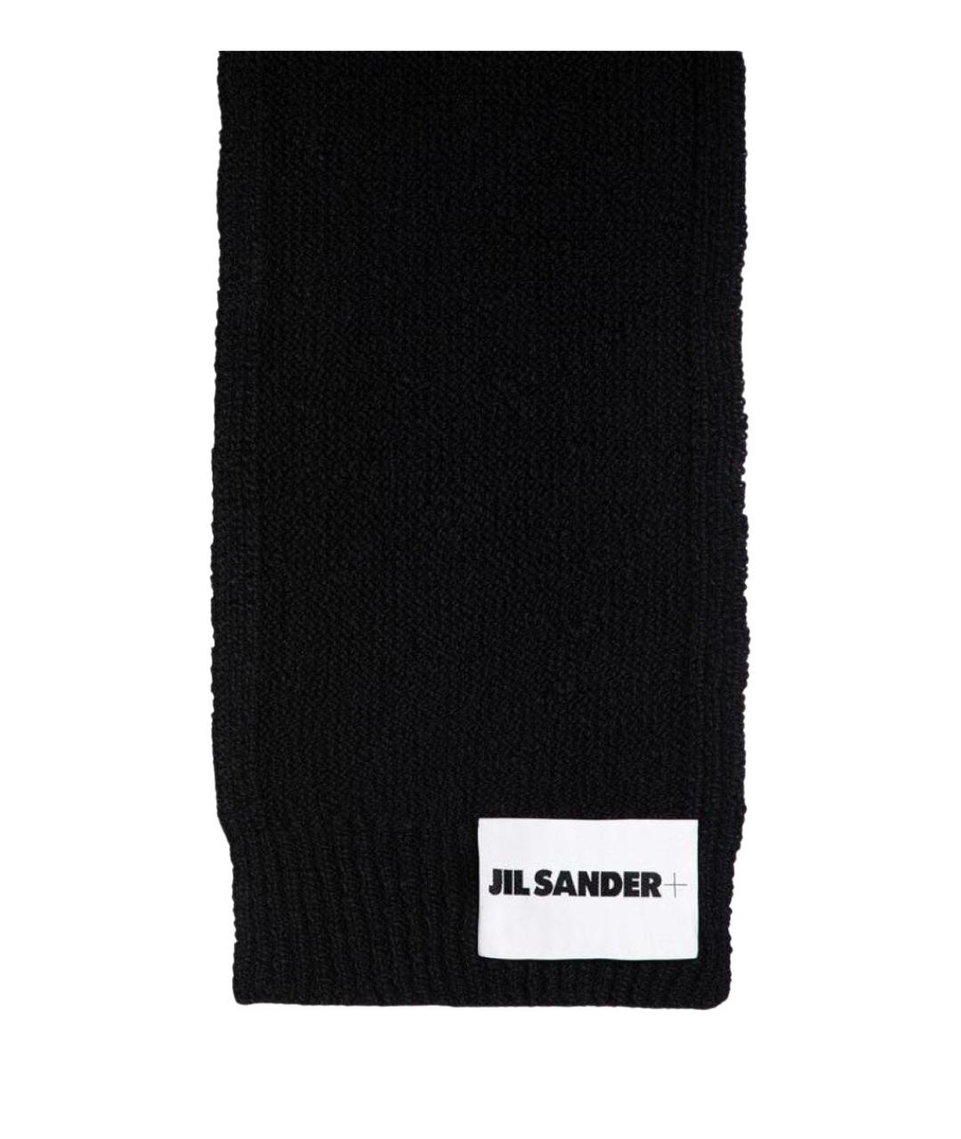 JIL SANDER Черный шерстяной шарф, фото 3