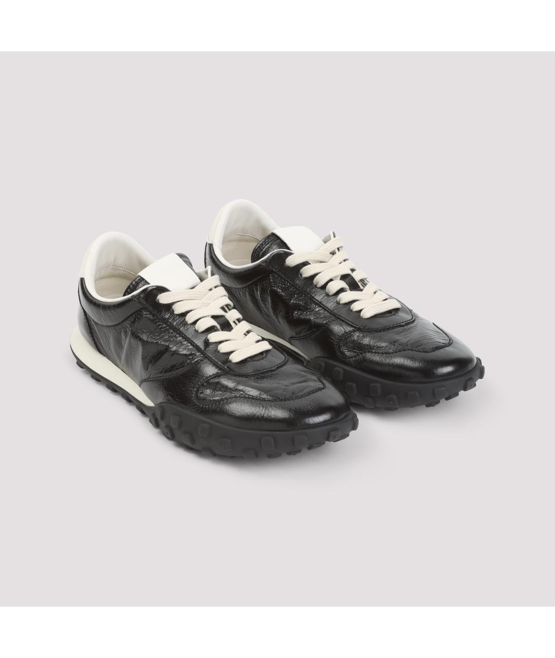 JIL SANDER Черные кожаные низкие кроссовки / кеды, фото 4