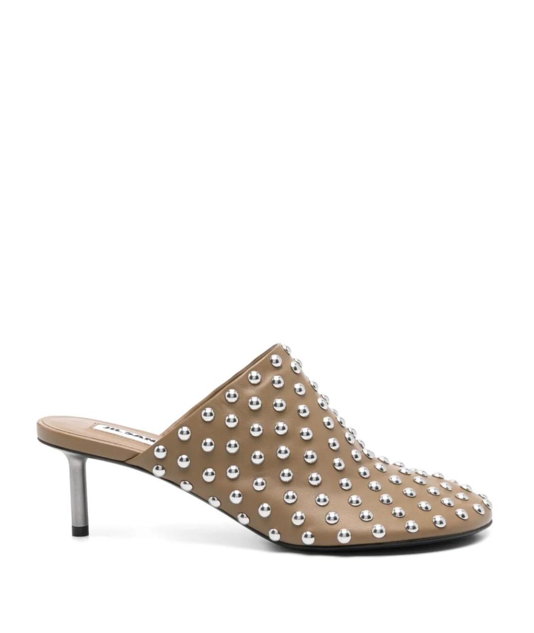 JIL SANDER Хаки кожаные мюли, фото 1