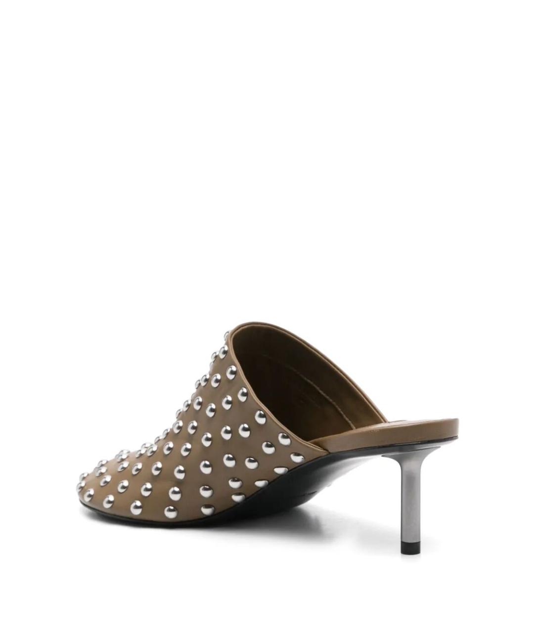 JIL SANDER Хаки кожаные мюли, фото 2