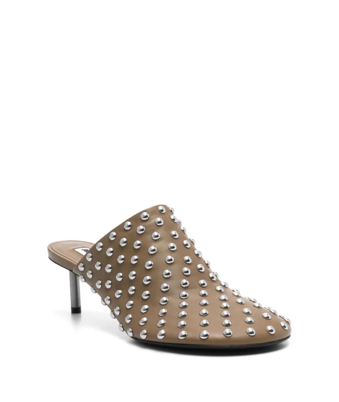 JIL SANDER Хаки кожаные мюли, фото 3