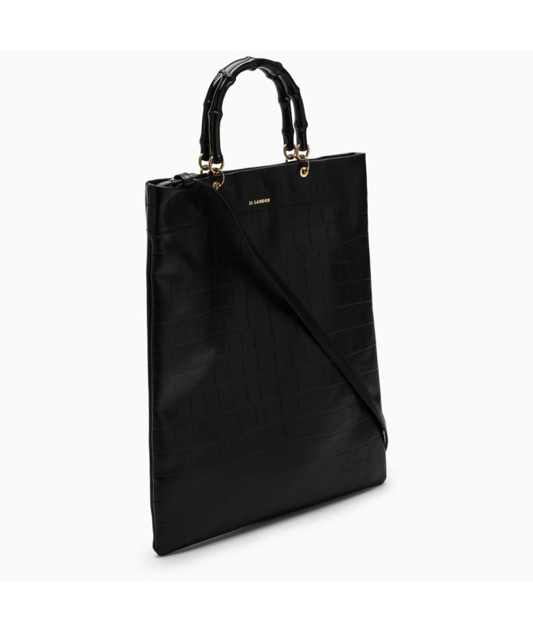 JIL SANDER Черная кожаная сумка с короткими ручками, фото 2