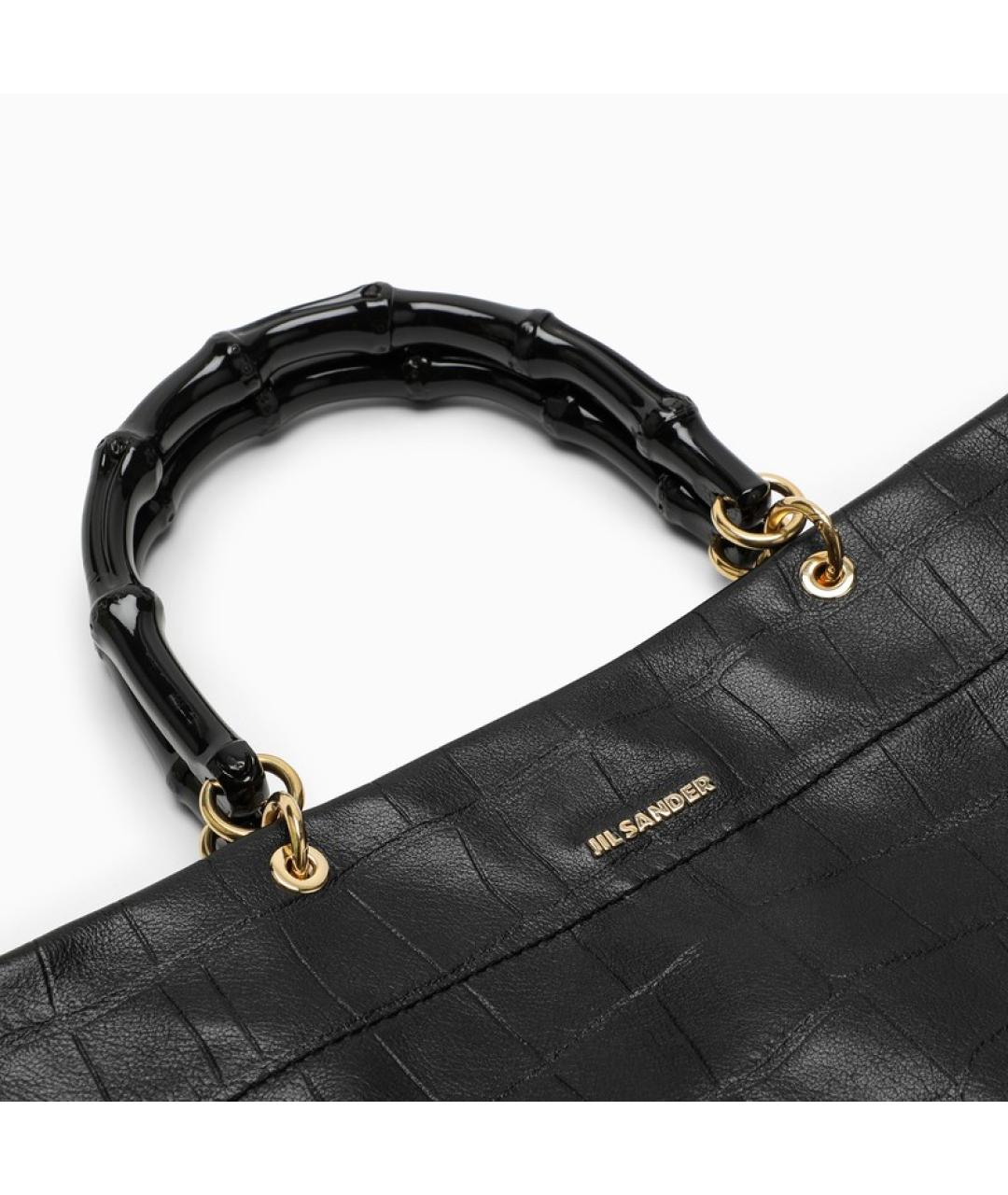 JIL SANDER Черная кожаная сумка с короткими ручками, фото 5