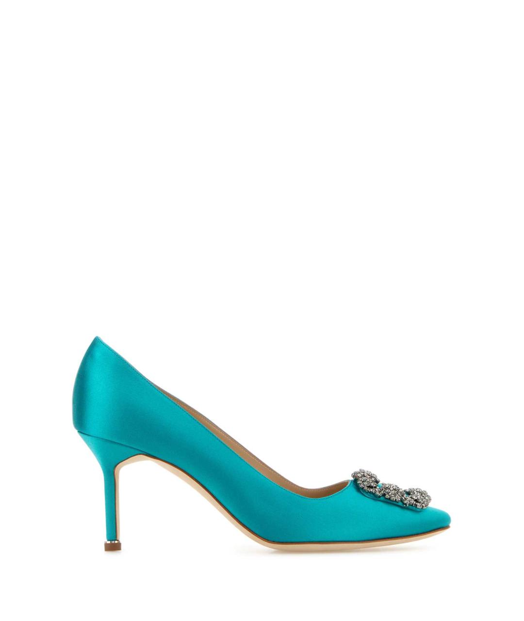 MANOLO BLAHNIK Бирюзовые текстильные туфли, фото 1
