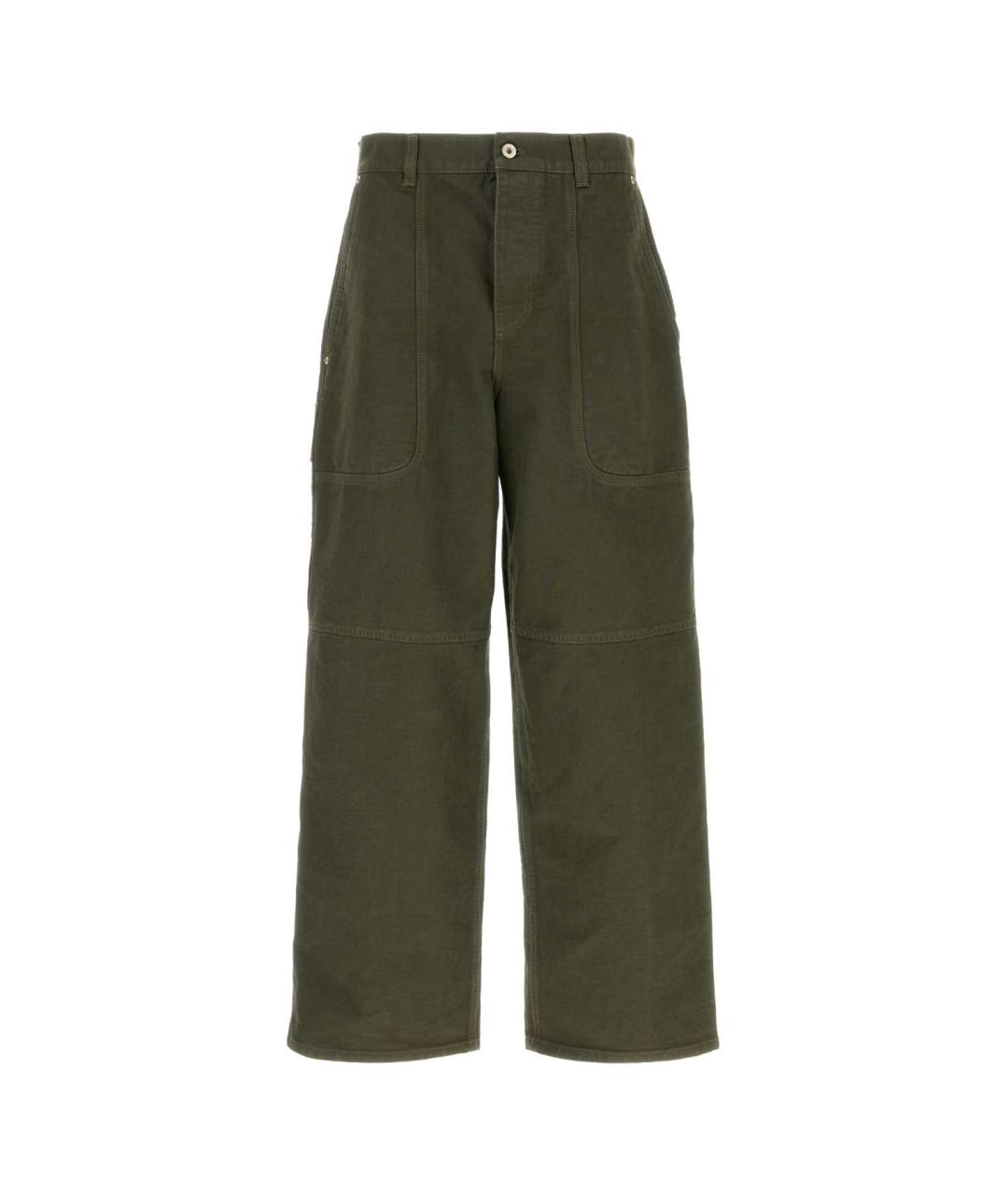 LOEWE Хаки хлопковые повседневные брюки, фото 1