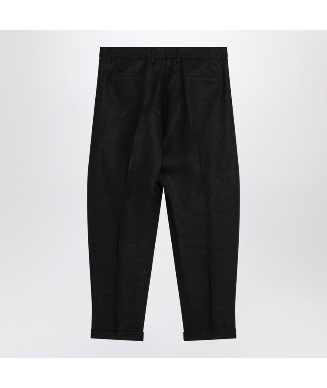 DOLCE&GABBANA Черные льняные повседневные брюки, фото 2