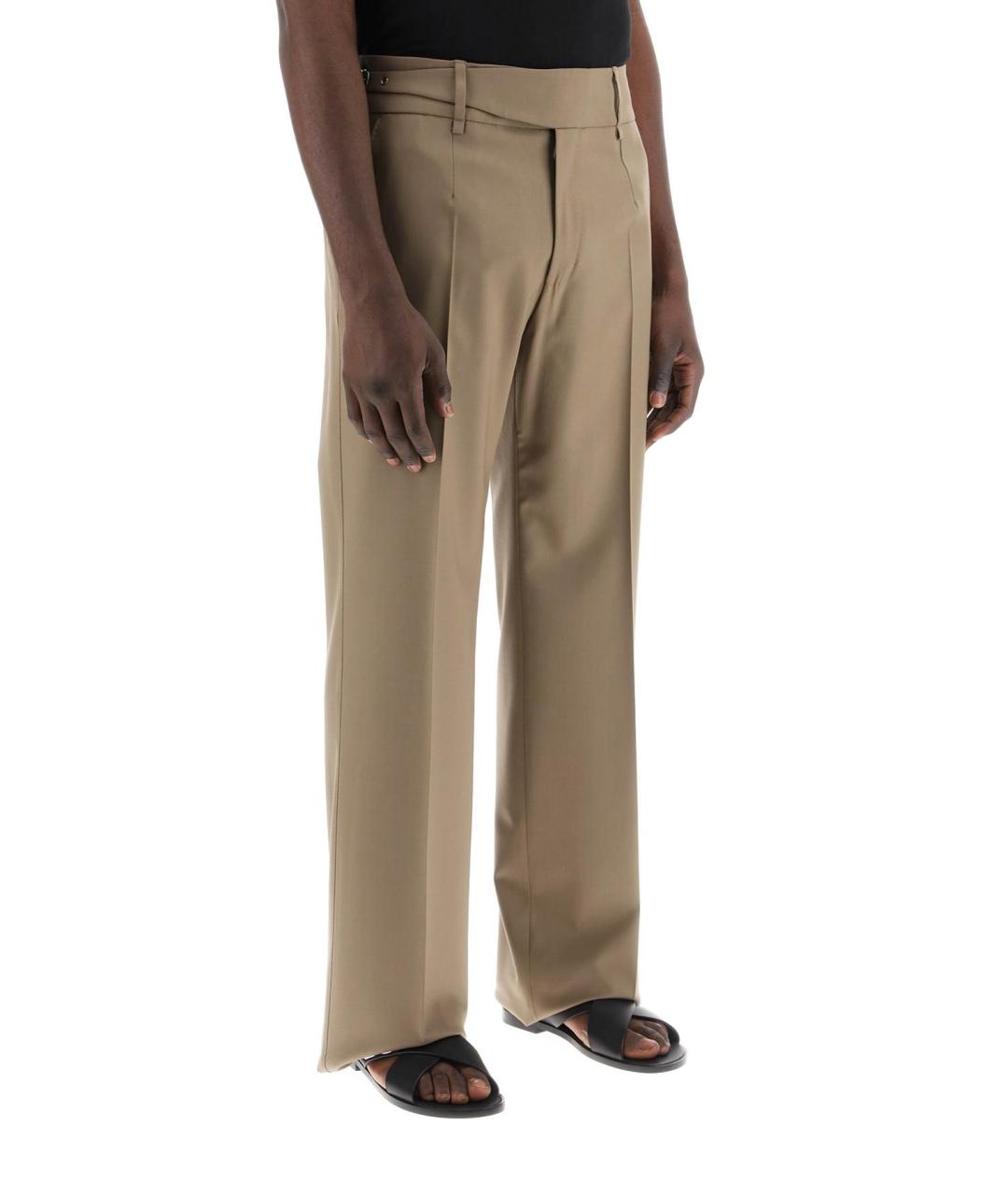 DOLCE&GABBANA Бежевые шерстяные повседневные брюки, фото 2