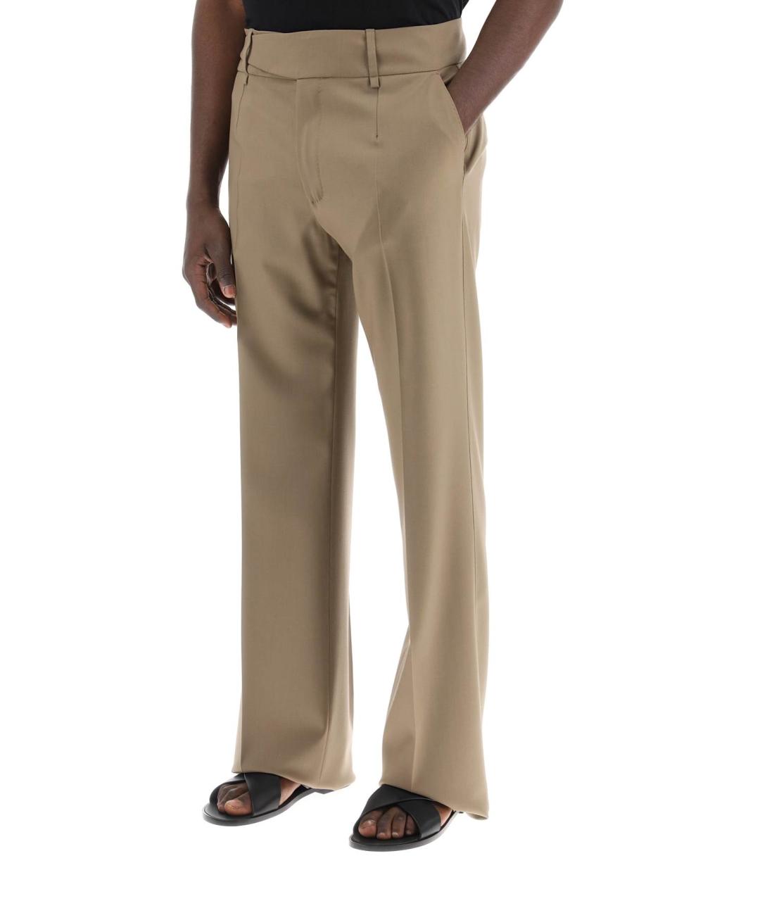 DOLCE&GABBANA Бежевые шерстяные повседневные брюки, фото 4