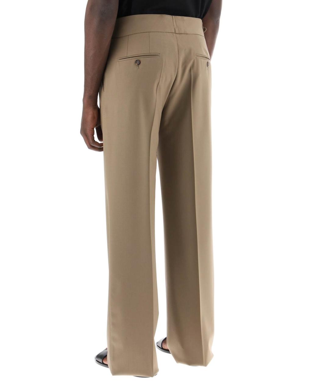 DOLCE&GABBANA Бежевые шерстяные повседневные брюки, фото 3