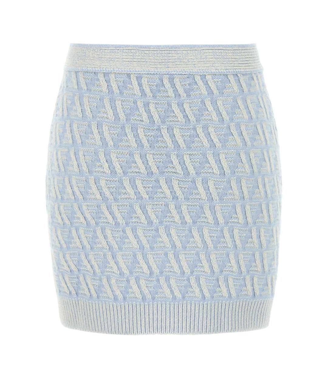 FENDI Голубая шерстяная юбка мини, фото 2