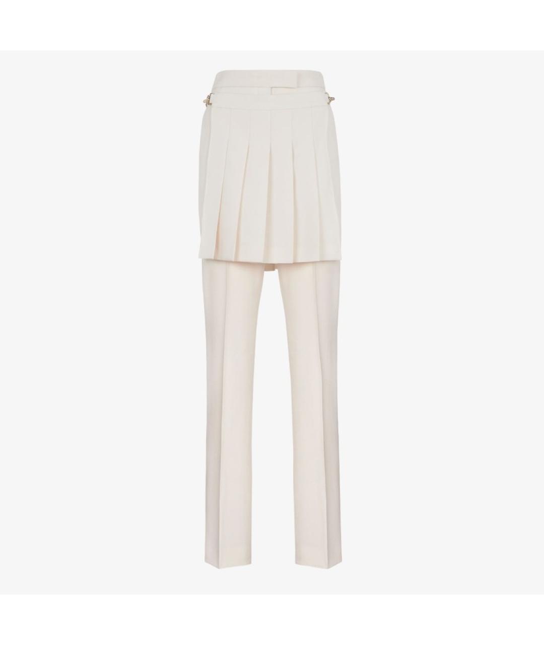 FENDI Белые шерстяные прямые брюки, фото 4