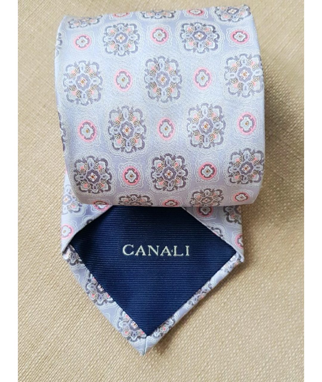 CANALI Серый шелковый галстук, фото 3