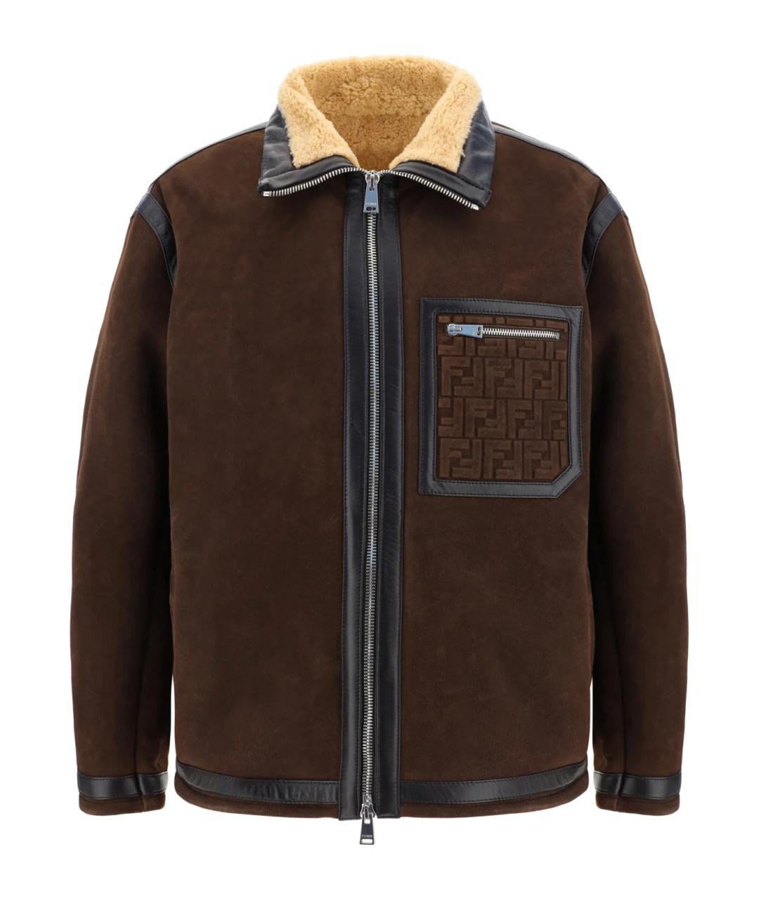 FENDI Коричневая меховая дубленка, фото 1