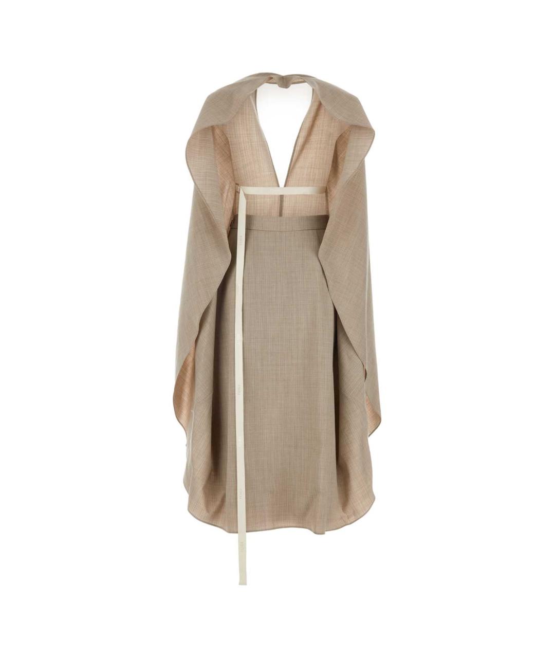 FENDI Бежевое шерстяное повседневное платье, фото 2
