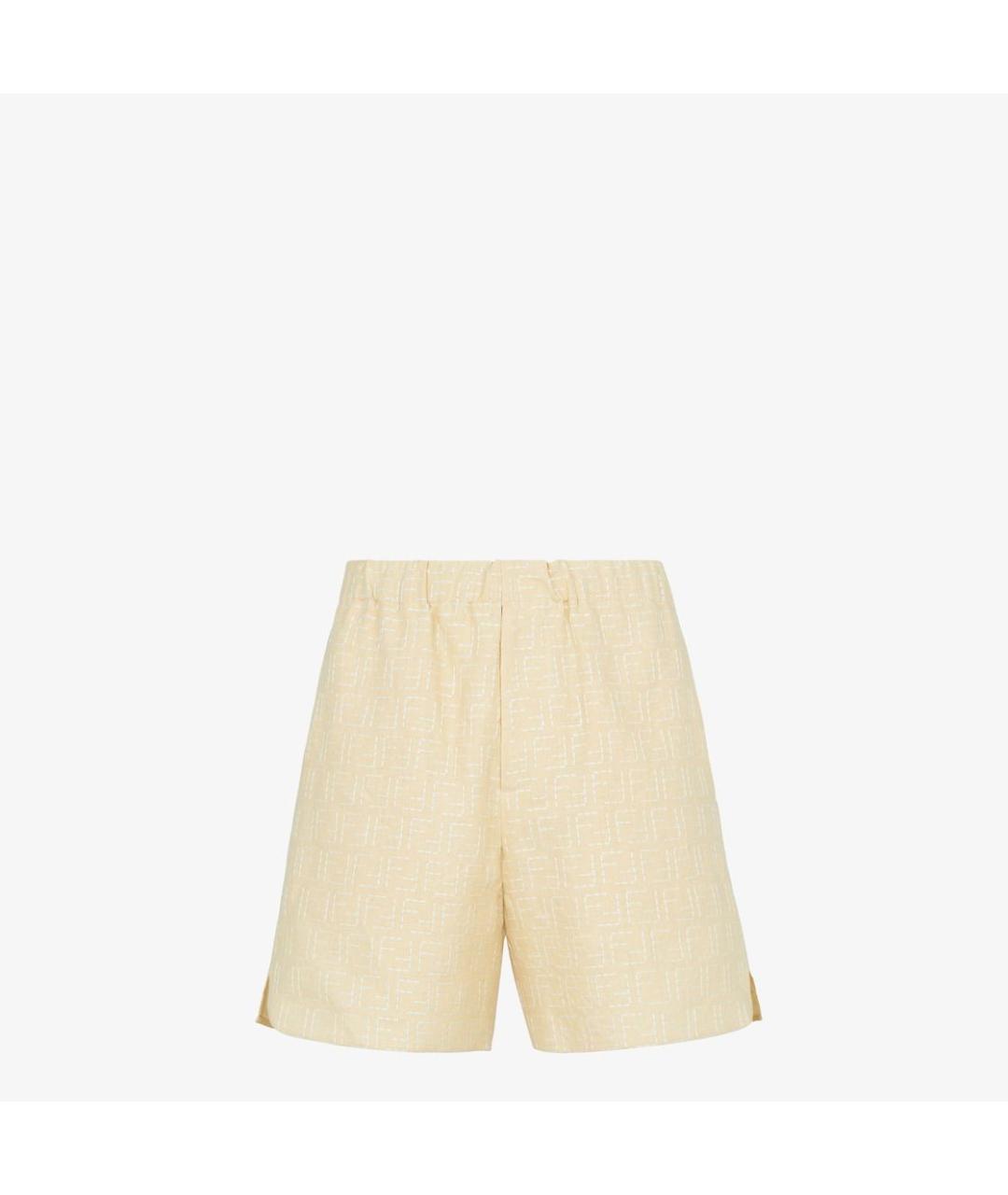 FENDI Желтые льняные шорты, фото 5