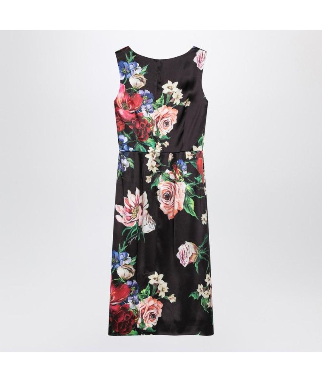 DOLCE&GABBANA Черное шелковое повседневное платье, фото 2