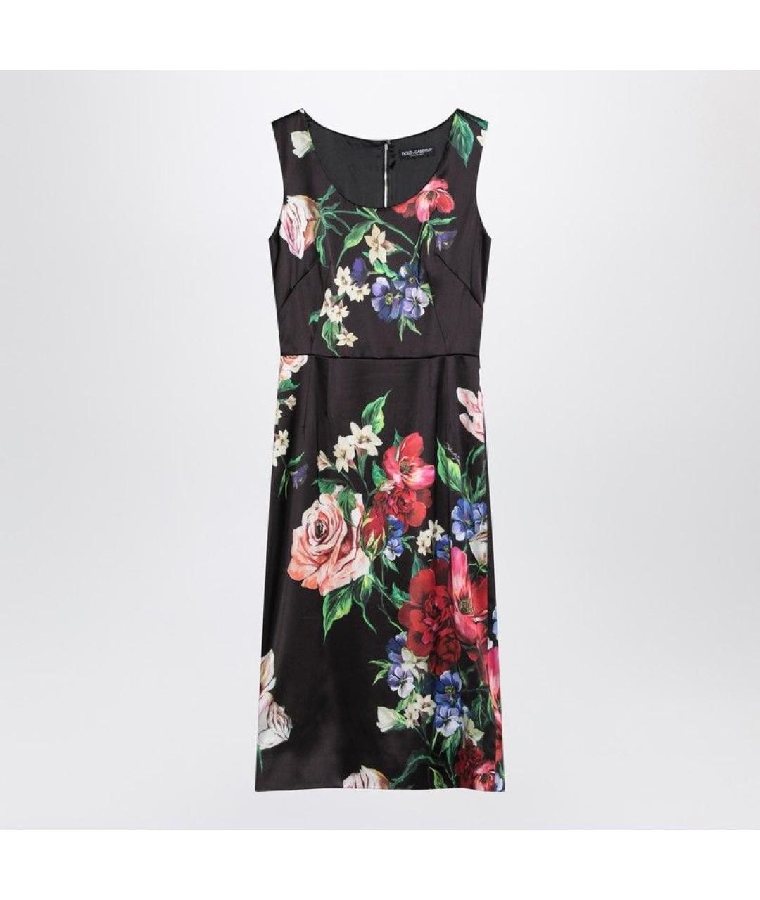 DOLCE&GABBANA Черное шелковое повседневное платье, фото 3