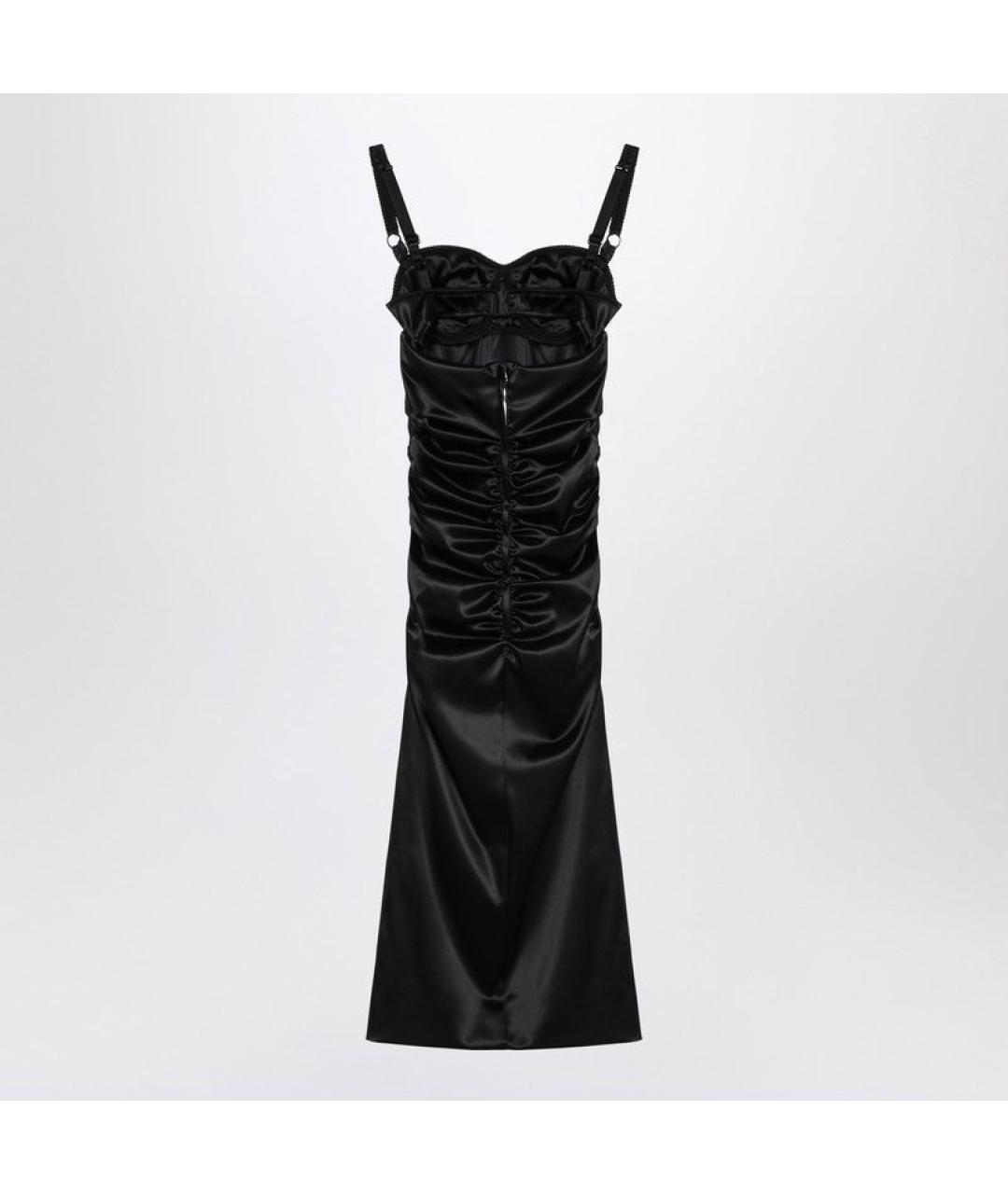 DOLCE&GABBANA Черное шелковое коктейльное платье, фото 2