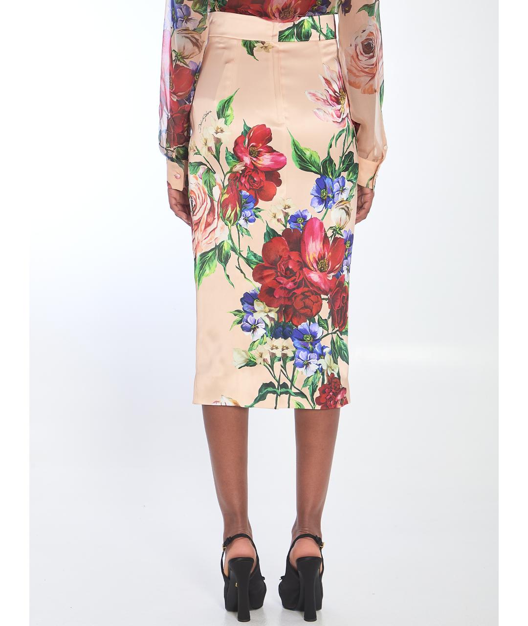DOLCE&GABBANA Мульти вискозная юбка миди, фото 4