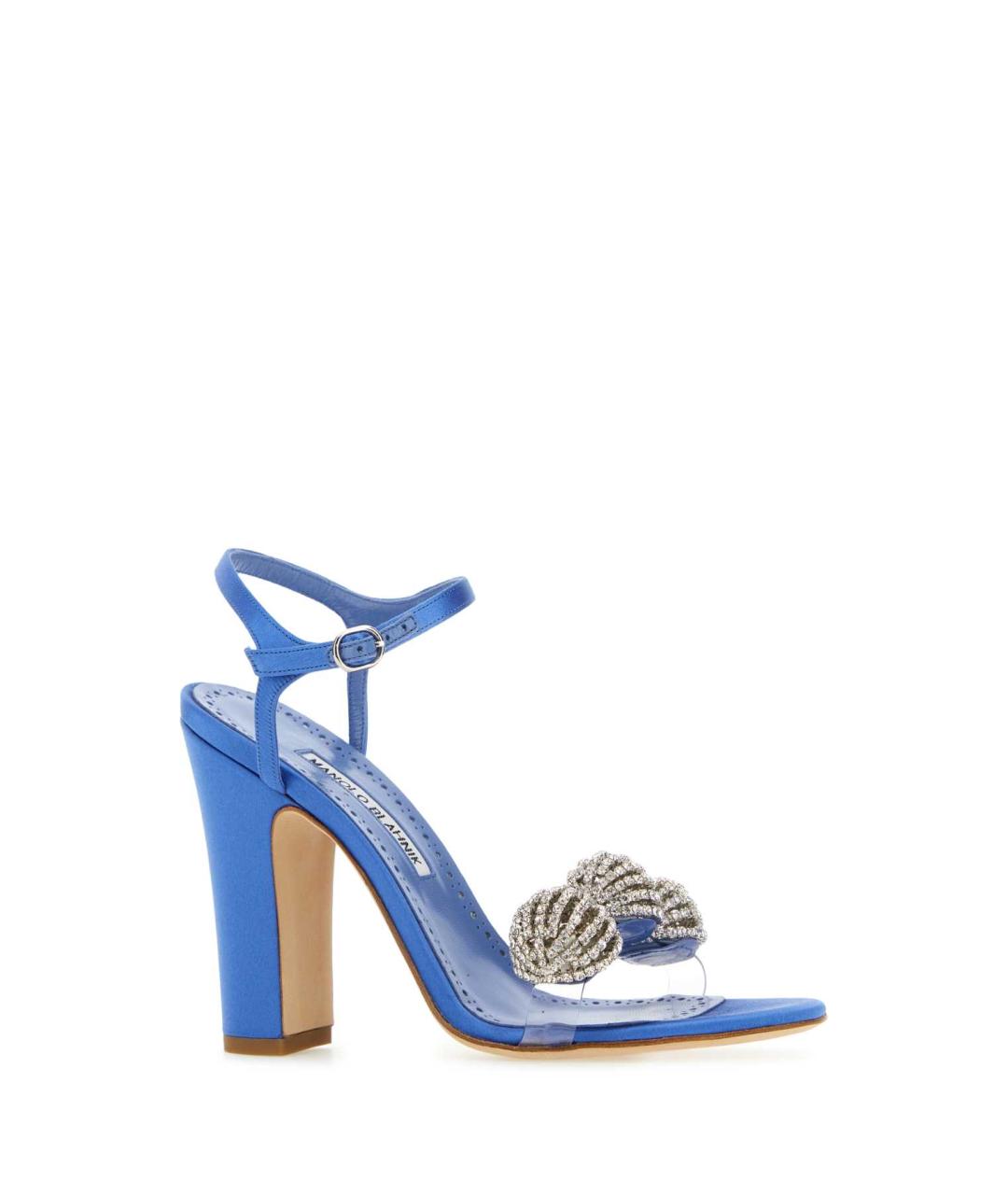 MANOLO BLAHNIK Синие текстильные босоножки, фото 2