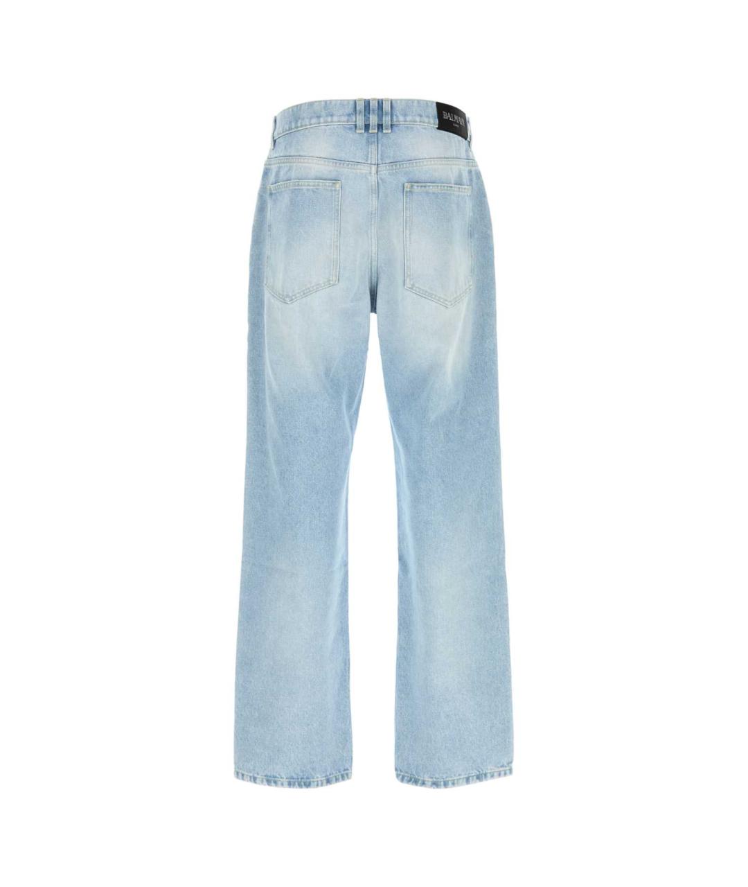 BALMAIN Голубые хлопковые прямые джинсы, фото 2