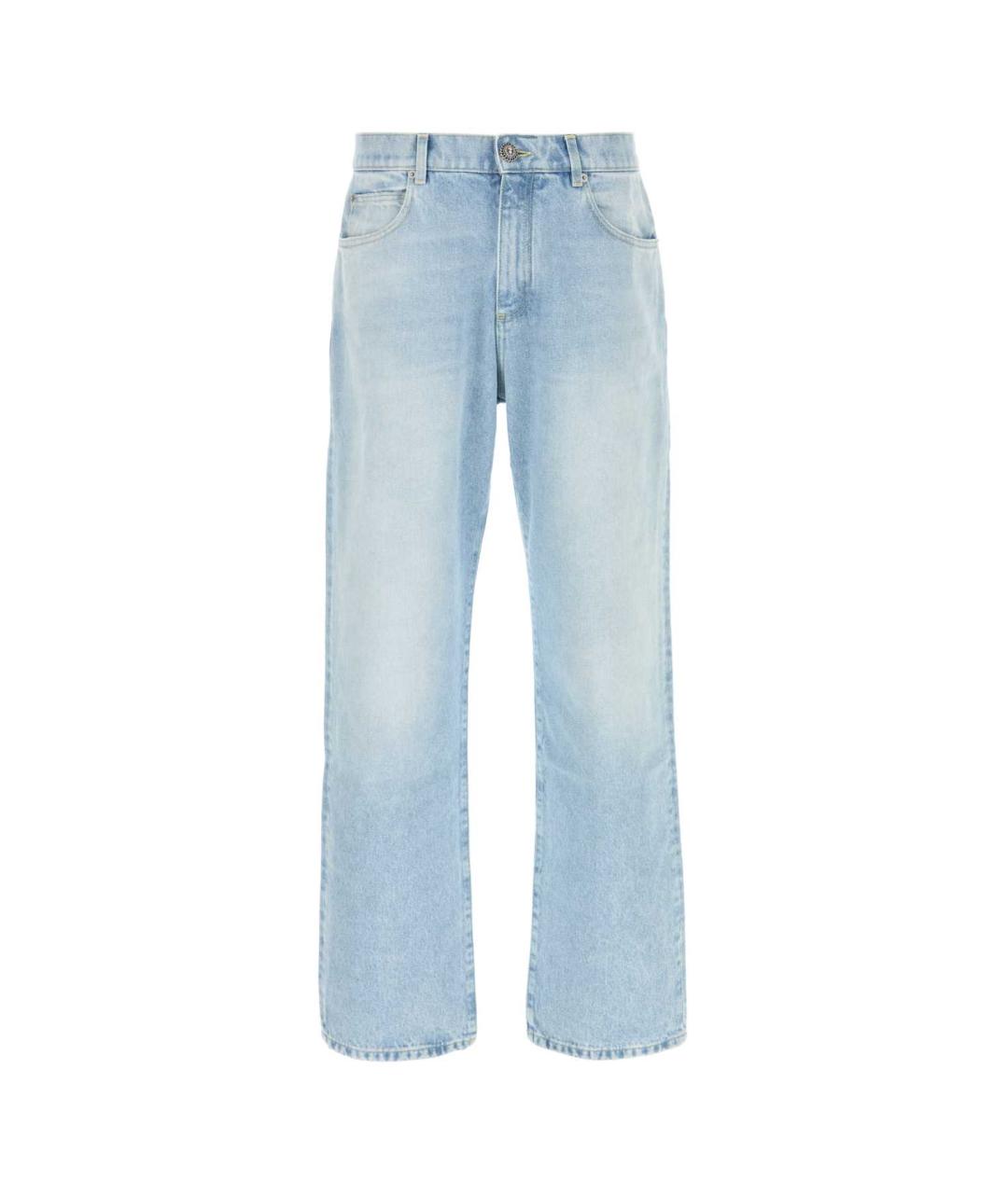 BALMAIN Голубые хлопковые прямые джинсы, фото 1