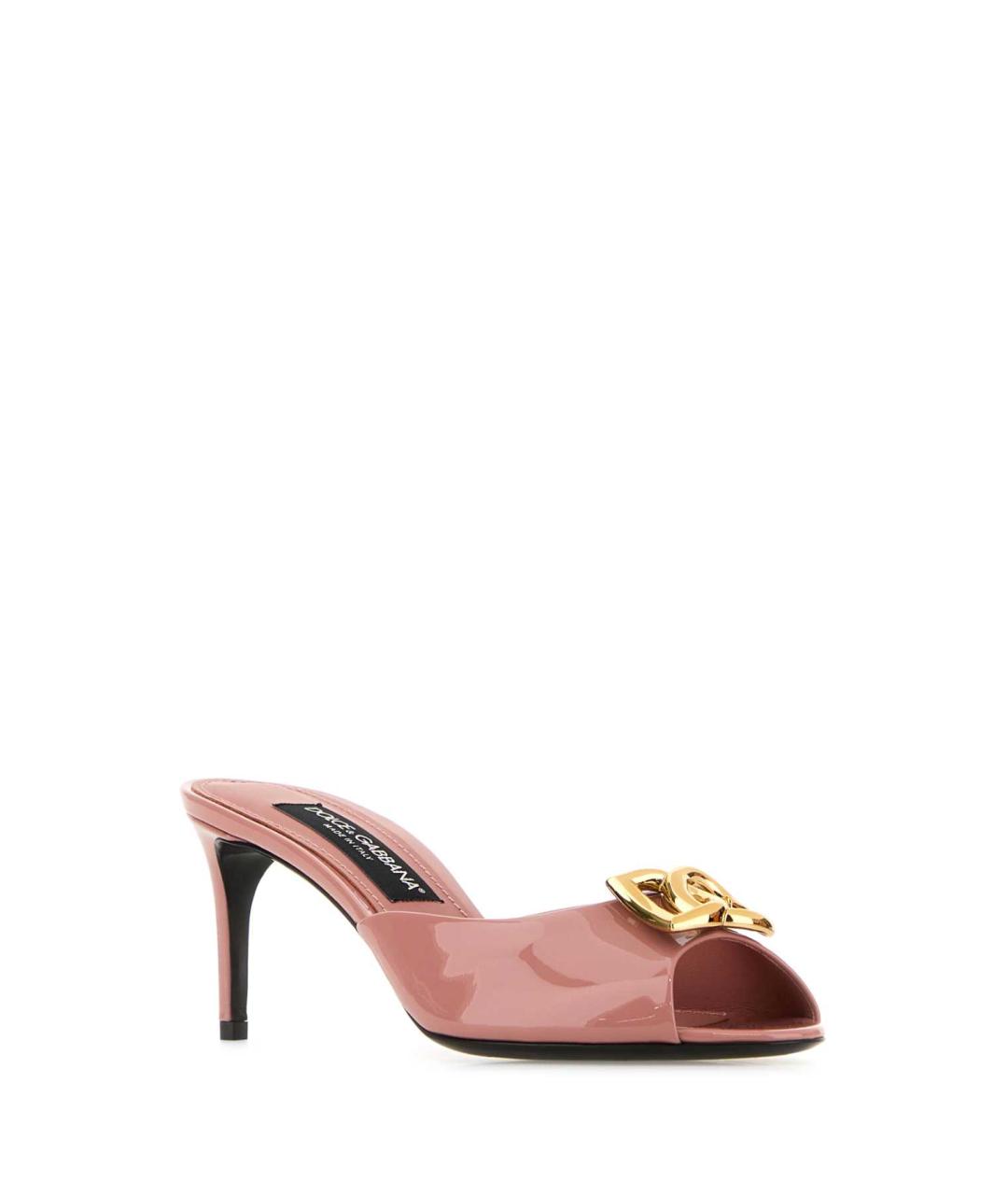 DOLCE&GABBANA Розовые мюли из лакированной кожи, фото 2