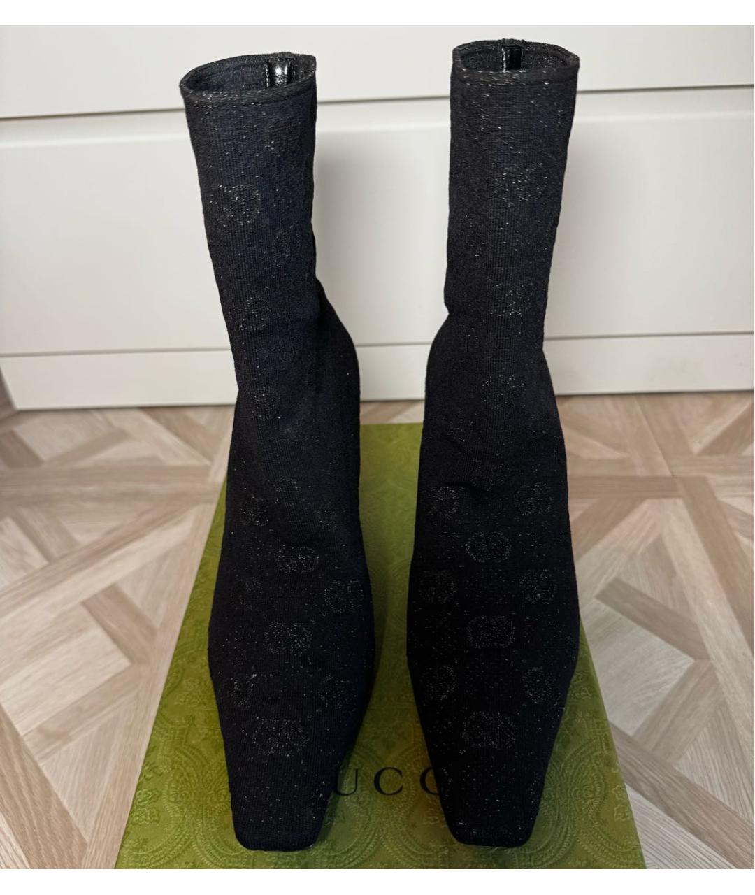 GUCCI Черные текстильные ботильоны, фото 2