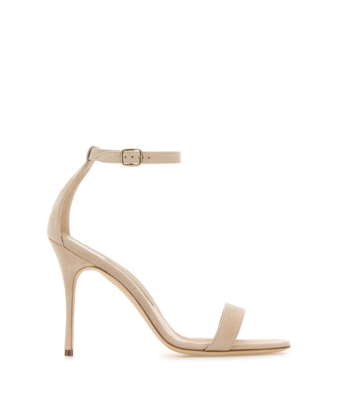 MANOLO BLAHNIK Бежевые замшевые босоножки, фото 1