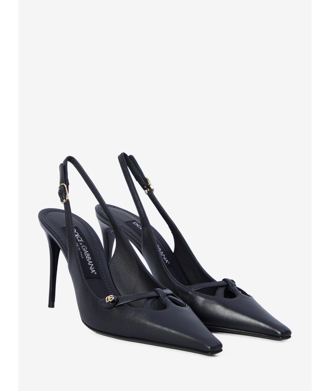 DOLCE&GABBANA Черные кожаные туфли, фото 3