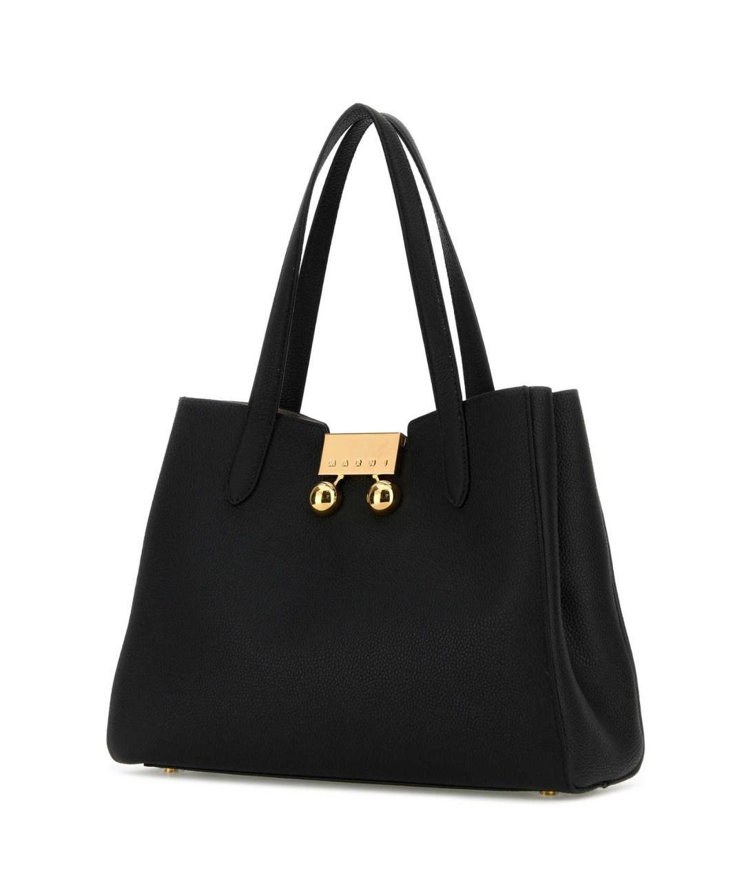 MARNI Черная кожаная сумка тоут, фото 2