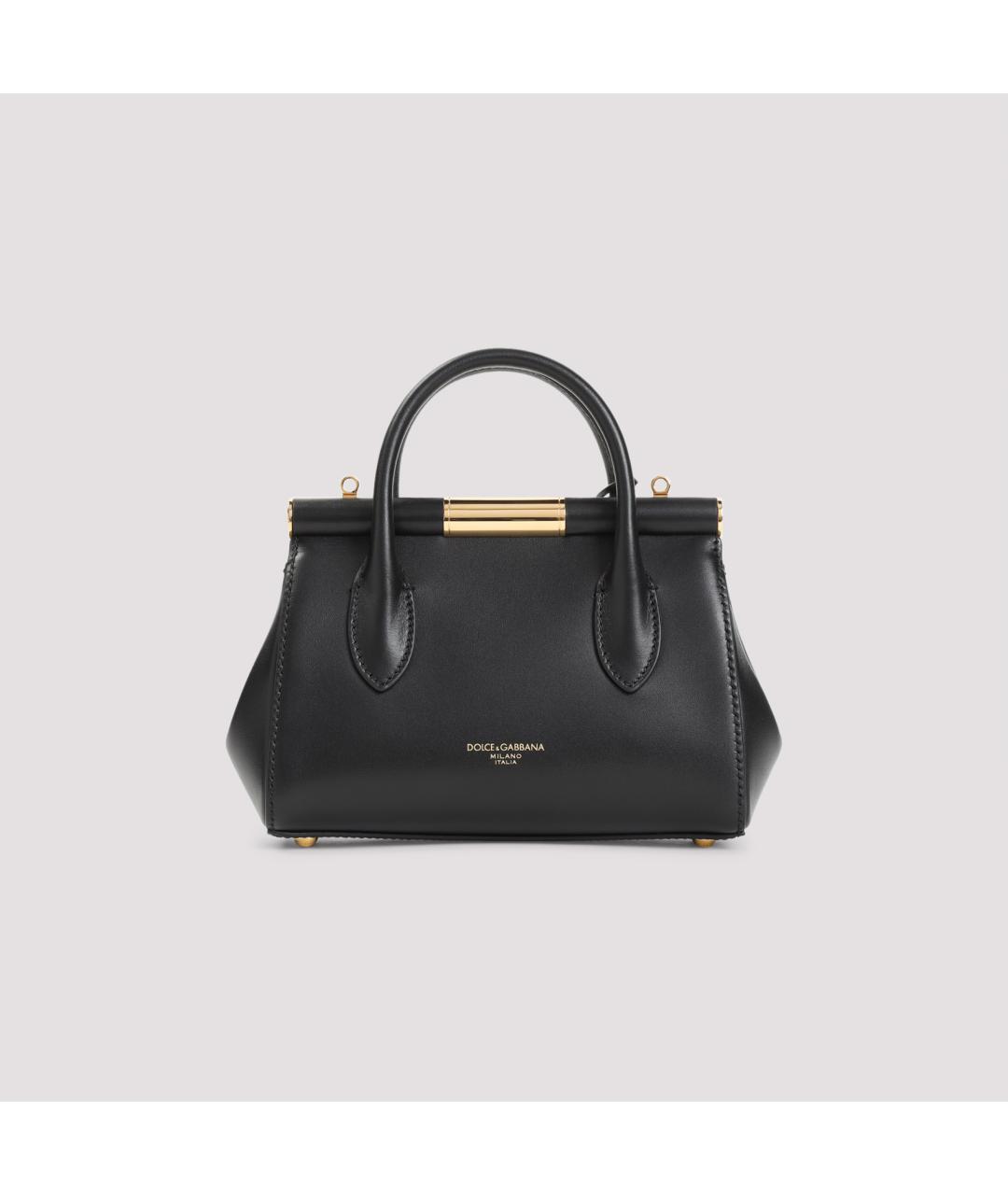 DOLCE&GABBANA Черная кожаная сумка с короткими ручками, фото 2