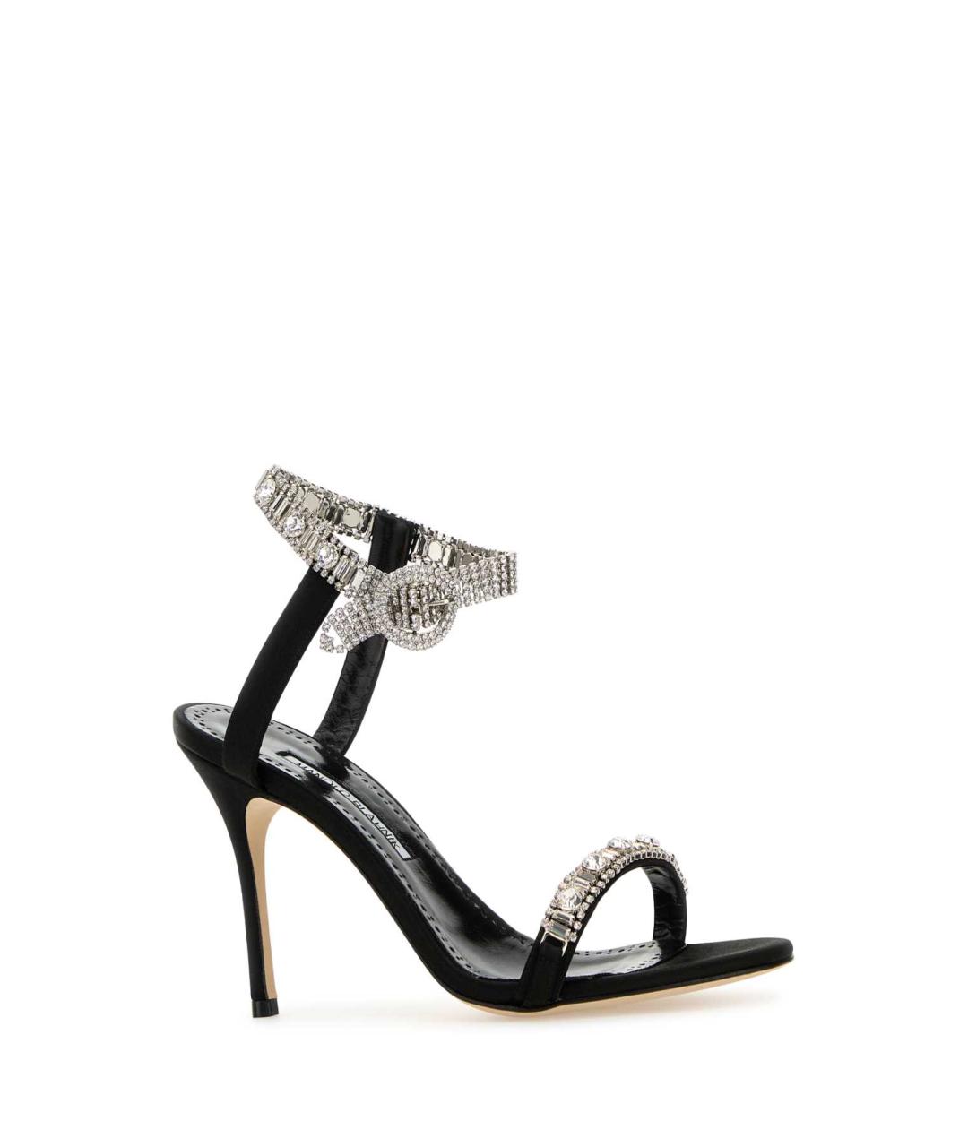 MANOLO BLAHNIK Черные текстильные босоножки, фото 2